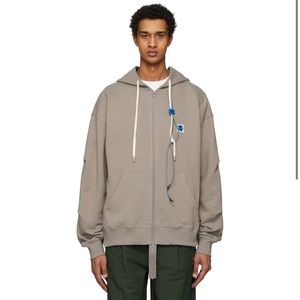 SOLD Ader Error Vader Zip Front Hoodie in beige